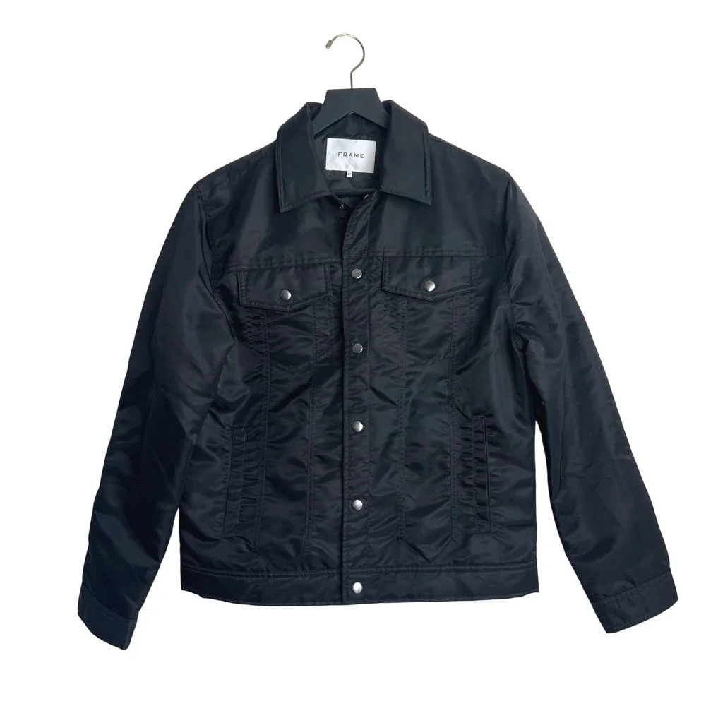 Frame Black Nylon Quilted Liner‎ Men's Trucker Jacket Car Coat Small